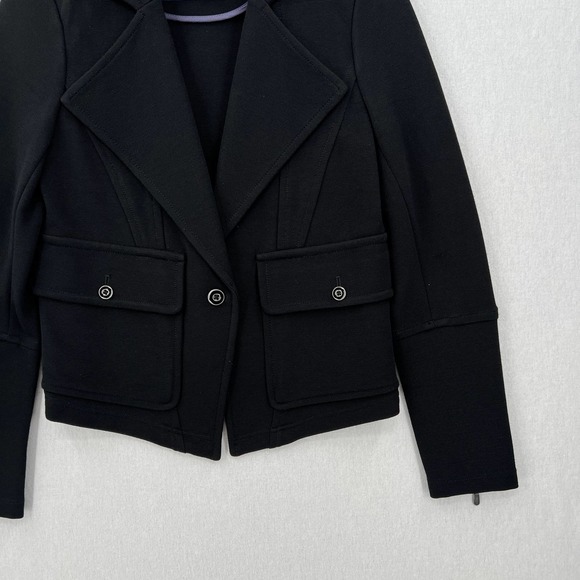 ANTHROPOLOGIE Jacket Womens Small Black Sylvia Surin Ponte Knit Moto Jacket - Picture 8 of 16